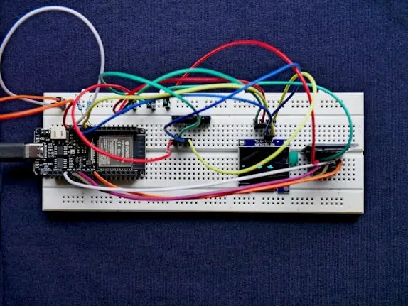 Circuit being prototyped on breadboard